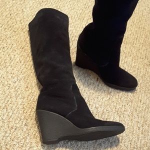 Calvin Klein Black suede slouch boots